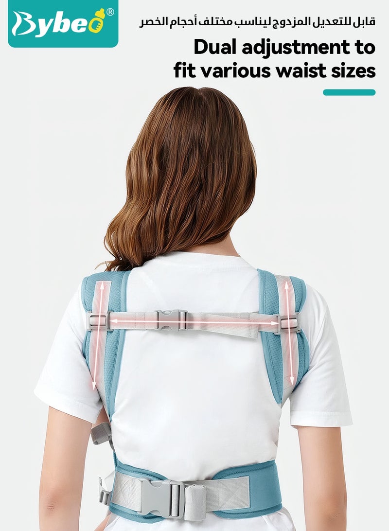 Bybeo Baby Carrier, Baby Wraps Carrier with 2 Bibs and 2 Rattle Toys Set, Ergonomic Babywearing, Adjustable Infant Carrier Slings for Newborn to Toddler, Front and Back Use for Dad and Mom - Image 5
